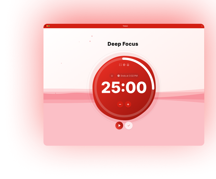 Tasque Focus Mode with distraction-free timer
